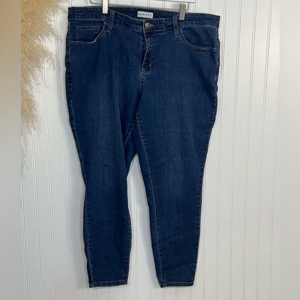 Plus Size Ava & Viv Women's Dark Blue Denim Jegging Jeans-18W